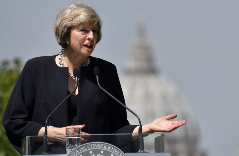 British Prime Minister Theresa May speak